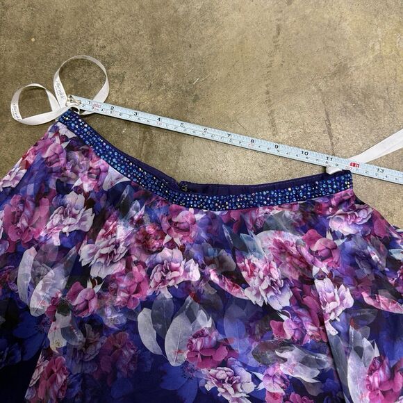 Ellie Wilde Mon Cheri EW21837S Rhinestone floral flowy skirt - Picture 5 of 7